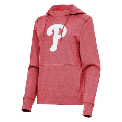 Women's Antigua Heather Red Philadelphia Phillies Justice Pullover Hoodie