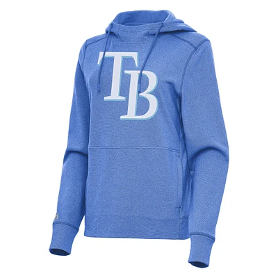 Women's Antigua Heather Light Blue Tampa Bay Rays Justice Pullover Hoodie