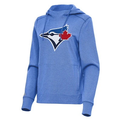 Women's Antigua Heather Powder Blue Toronto Jays Justice Pullover Hoodie