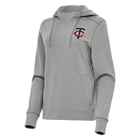 Women's Antigua Heather Gray Minnesota Twins Justice Pullover Hoodie