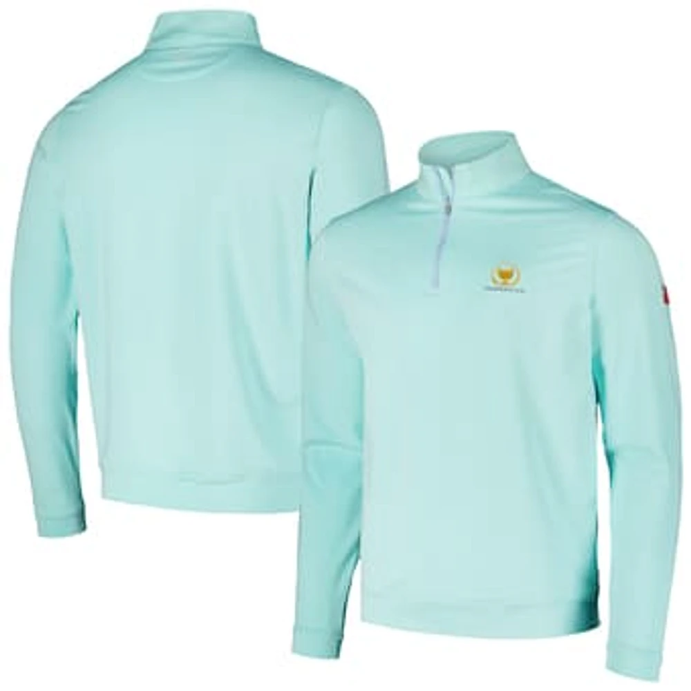 Men's Peter Millar Aqua Presidents Cup Perth Melange Performance Quarter-Zip Top