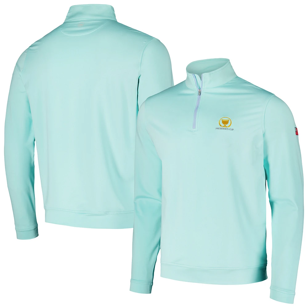 Men's Peter Millar Aqua Presidents Cup Perth Melange Performance Quarter-Zip Top