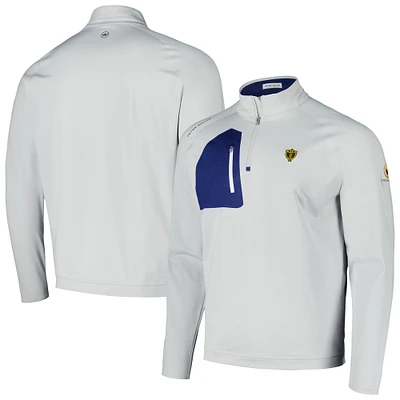 Men's Peter Millar Gray Presidents Cup International Team Verge Performance Raglan Quarter-Zip Top