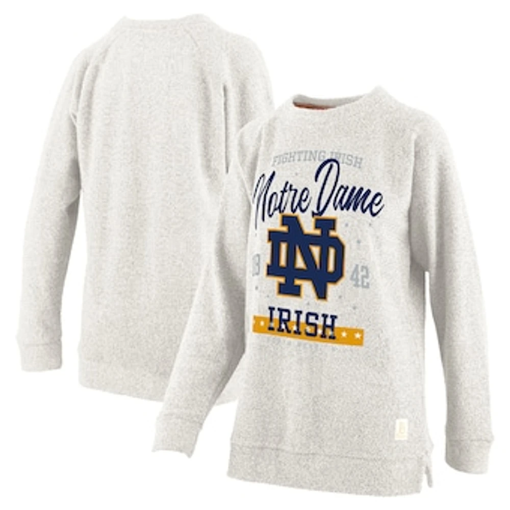 Women's Pressbox Oatmeal Notre Dame Fighting Irish Plus Comfy Cairo Terry Pullover Sweatshirt