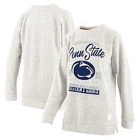 Women's Pressbox Oatmeal Penn State Nittany Lions Plus Comfy Cairo Terry Pullover Sweatshirt