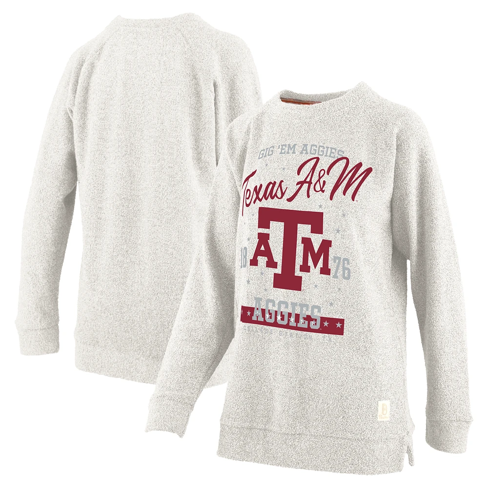 Women's Pressbox Oatmeal Texas A&M Aggies Plus Comfy Cairo Terry Pullover Sweatshirt