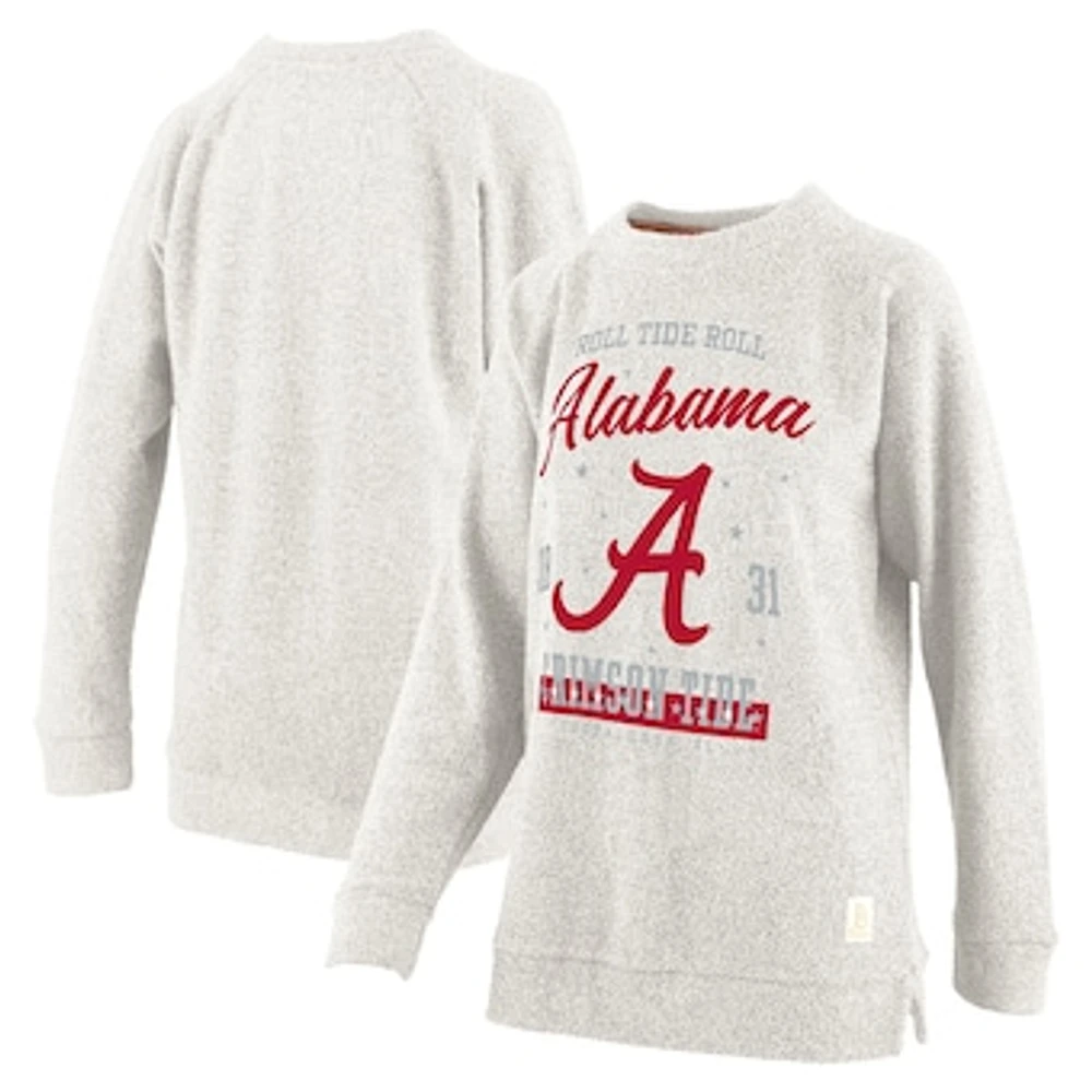 Women's Pressbox Oatmeal Alabama Crimson Tide Plus Comfy Cairo Terry Pullover Sweatshirt