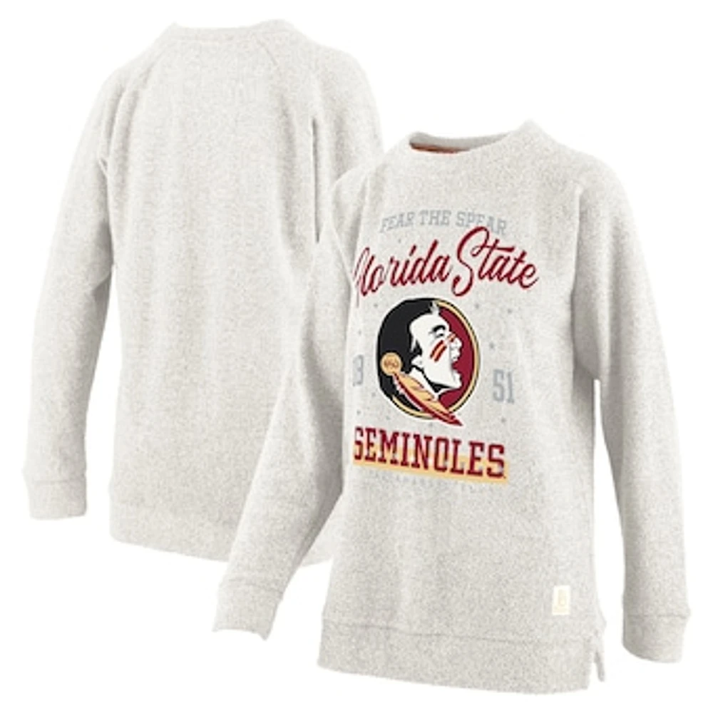 Women's Pressbox Oatmeal Florida State Seminoles Plus Comfy Cairo Terry Pullover Sweatshirt