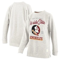 Women's Pressbox Oatmeal Florida State Seminoles Plus Comfy Cairo Terry Pullover Sweatshirt