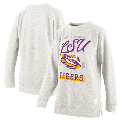 Women's Pressbox Oatmeal LSU Tigers Plus Comfy Cairo Terry Pullover Sweatshirt