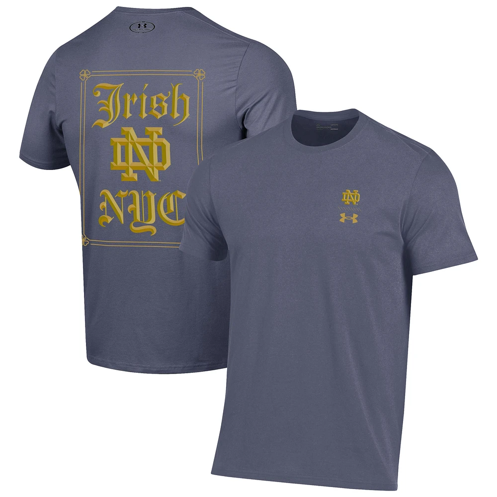 Men's Under Armour Navy Notre Dame Fighting Irish 2024 Shamrock Series Logo Performance T-Shirt