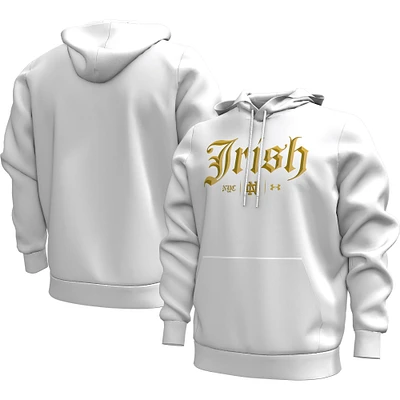 Men's Under Armour White Notre Dame Fighting Irish 2024 Shamrock Series Essential Pullover Hoodie