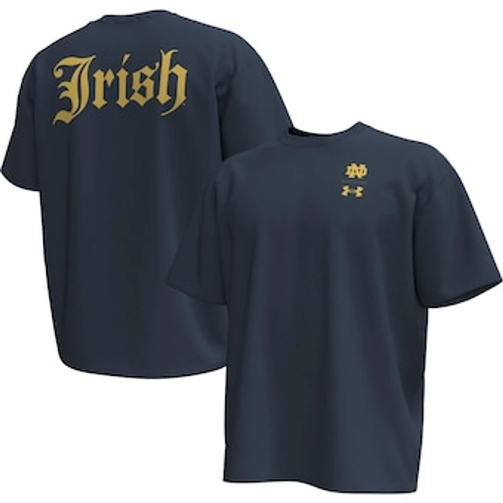 Men's Under Armour Navy Notre Dame Fighting Irish 2024 Shamrock Series Heavyweight T-Shirt