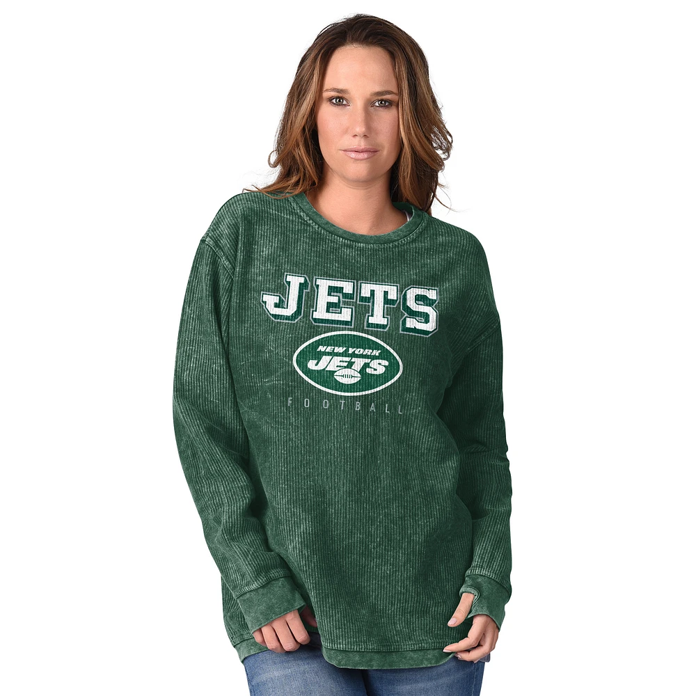 Women's G-III 4Her by Carl Banks Green New York Jets Comfy Cord Pullover Sweatshirt