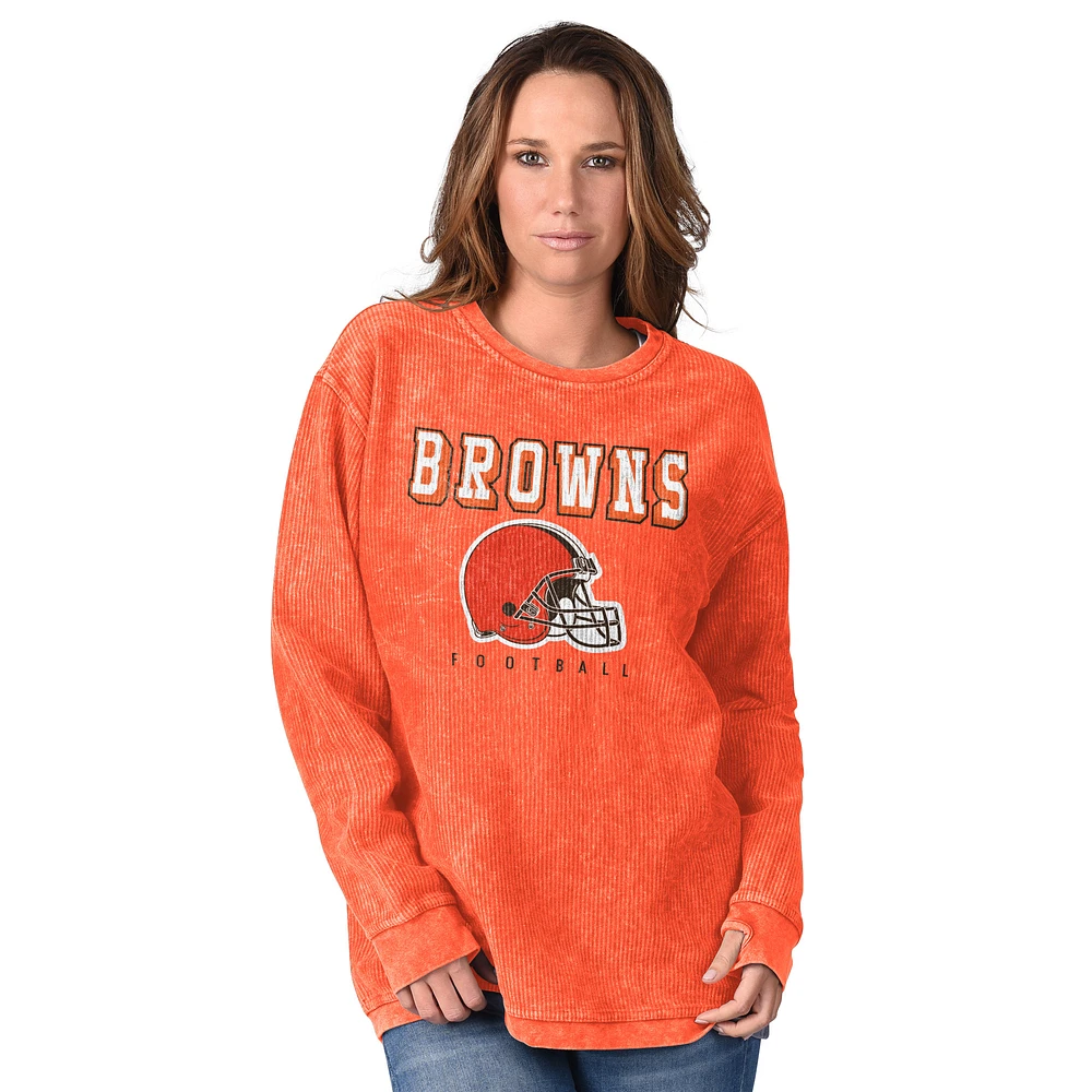 Women's G-III 4Her by Carl Banks Orange Cleveland Browns Comfy Cord Pullover Sweatshirt