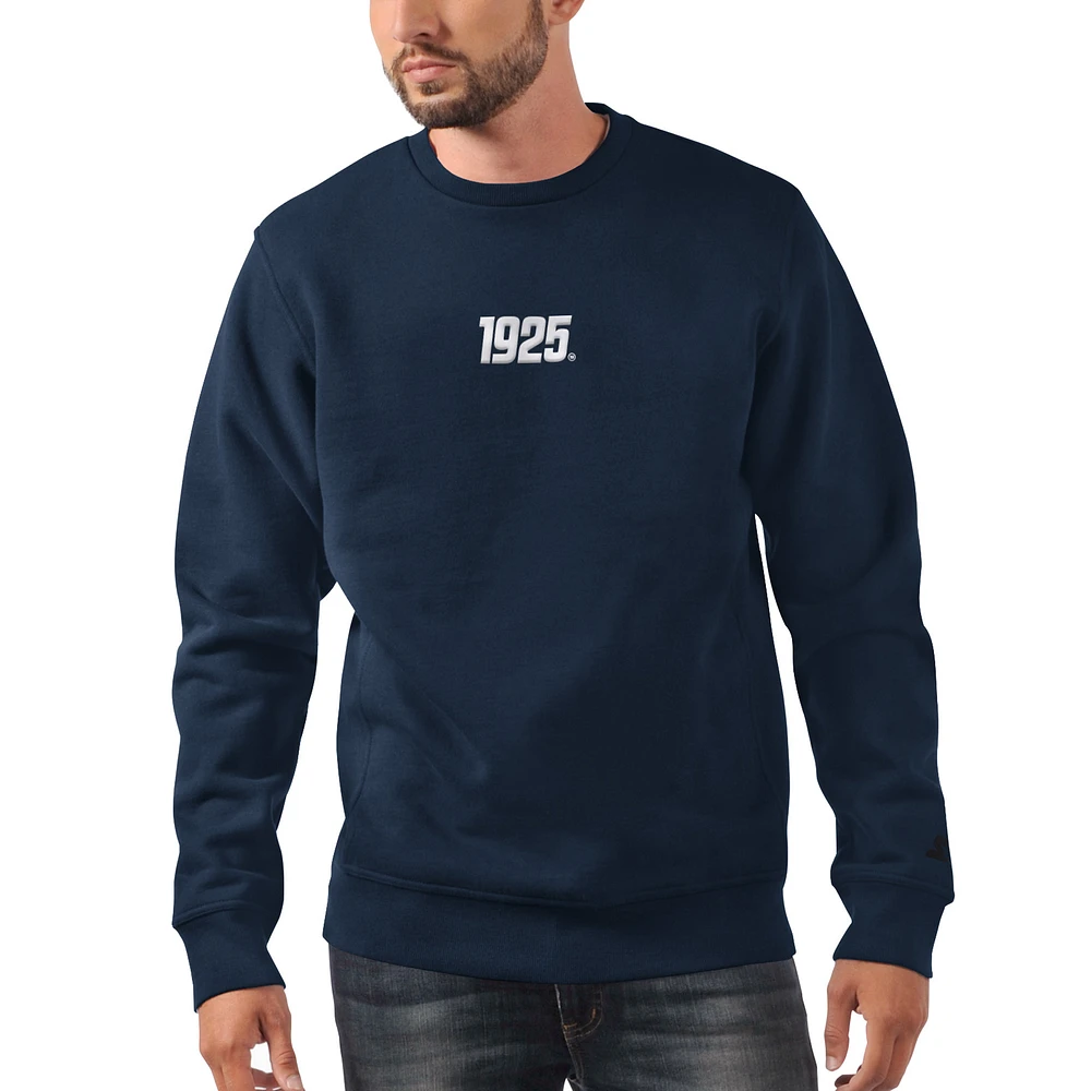 Men's Starter Navy New York Giants 1925 Collection Long Sleeve Pullover Sweatshirt