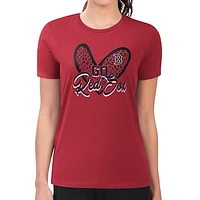 Women's G-III 4Her by Carl Banks Red Boston Sox Leopard Heart Fitted T-Shirt