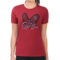Women's G-III 4Her by Carl Banks Red Boston Sox Leopard Heart Fitted T-Shirt