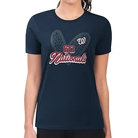 Women's G-III 4Her by Carl Banks Navy Washington Nationals Leopard Heart Fitted T-Shirt