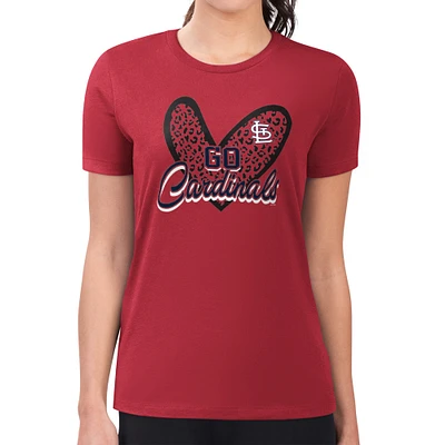 Women's G-III 4Her by Carl Banks St. Louis Cardinals Leopard Heart Fitted T-Shirt