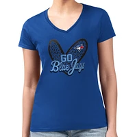 Women's G-III 4Her by Carl Banks Royal Toronto Blue Jays Leopard Heart Fitted V-Neck T-Shirt