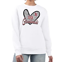 Women's G-III 4Her by Carl Banks White St. Louis Cardinals Leopard Heart Pullover Sweatshirt