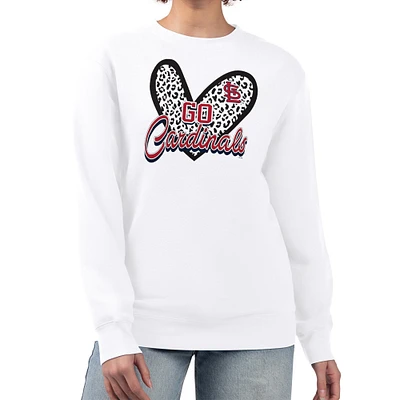 Women's G-III 4Her by Carl Banks White St. Louis Cardinals Leopard Heart Pullover Sweatshirt