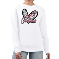 Women's G-III 4Her by Carl Banks White St. Louis Cardinals Leopard Heart Pullover Sweatshirt