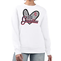Women's G-III 4Her by Carl Banks White Cleveland Guardians Leopard Heart Pullover Sweatshirt