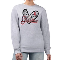 Women's G-III 4Her by Carl Banks Heather Gray Cleveland Guardians Leopard Heart Pullover Sweatshirt