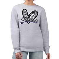Women's G-III 4Her by Carl Banks Heather Gray Colorado Rockies Leopard Heart Pullover Sweatshirt