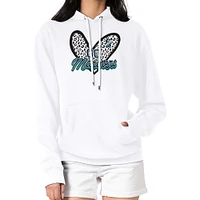 Women's G-III 4Her by Carl Banks White Seattle Mariners Leopard Heart Pullover Hoodie