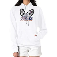 Women's G-III 4Her by Carl Banks White New York Mets Leopard Heart Pullover Hoodie