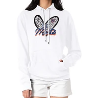 Women's G-III 4Her by Carl Banks White New York Mets Leopard Heart Pullover Hoodie