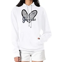 Women's G-III 4Her by Carl Banks White New York Yankees Leopard Heart Pullover Hoodie