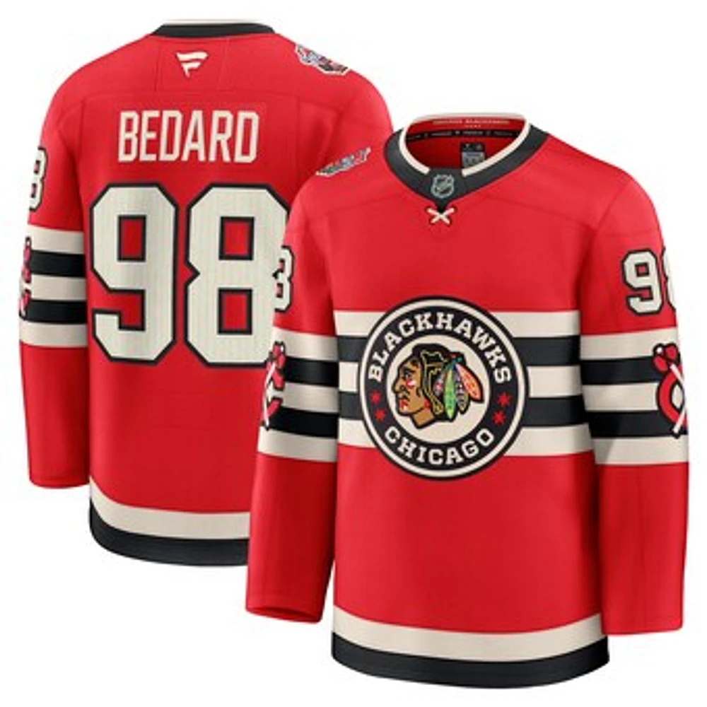 Men's Fanatics Connor Bedard Red Chicago Blackhawks 2025 NHL Winter Classic Premium Player Jersey