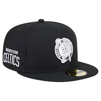 Men's New Era Black Boston Celtics Camo Print UV 59FIFTY Fitted Hat