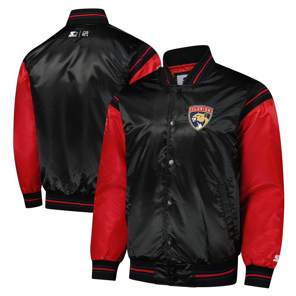 Men's Starter Black Florida Panthers 2024 NHL Global Series Full-Snap Varsity Jacket