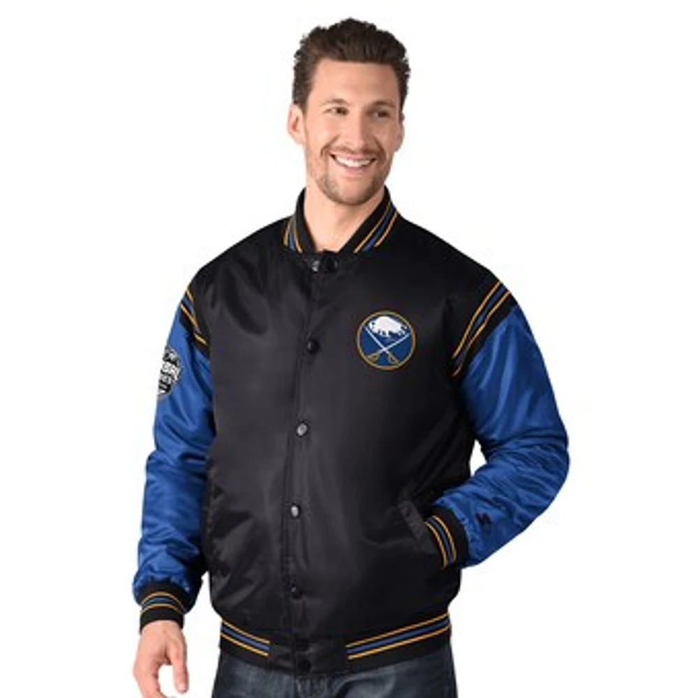 Men's Starter Black Buffalo Sabres 2024 NHL Global Series Full-Snap Varsity Jacket