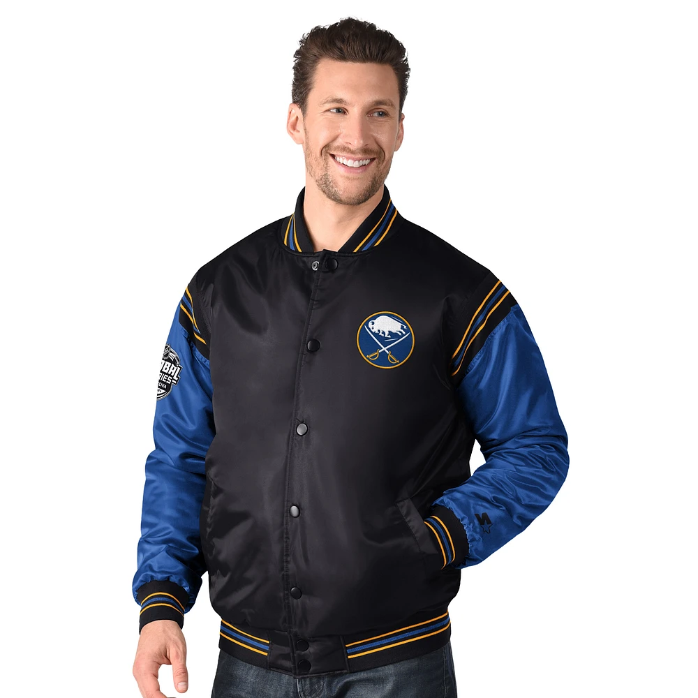 Men's Starter Black Buffalo Sabres 2024 NHL Global Series Full-Snap Varsity Jacket