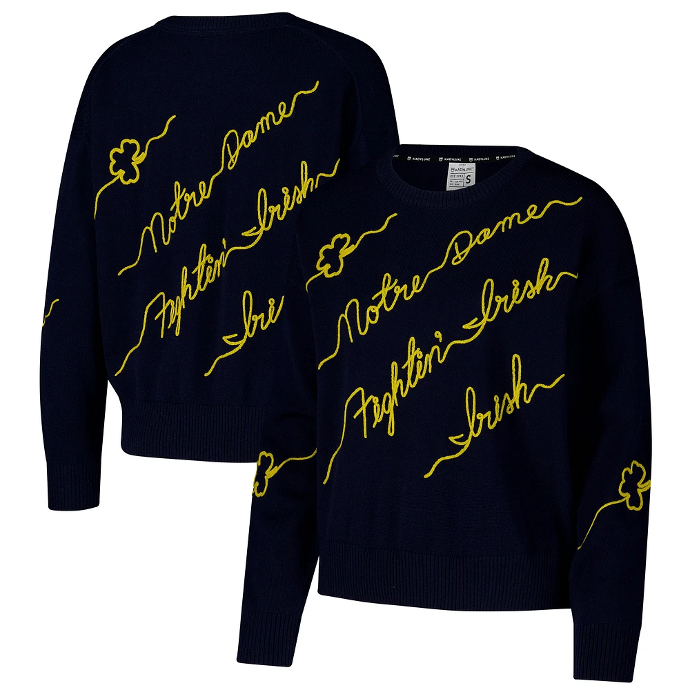 Women's Navy Notre Dame Fighting Irish Love Note Pullover Sweater