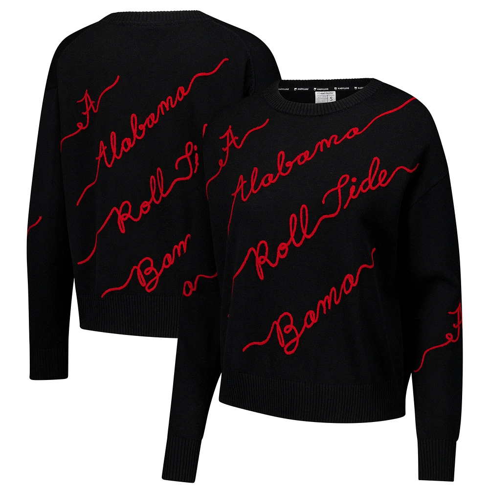 Women's Black Alabama Crimson Tide Love Note Embroidered Sweater