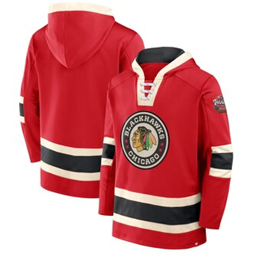 Men's Fanatics  Red Chicago Blackhawks 2025 NHL Winter Classic Inside Line Fleece Pullover Hoodie