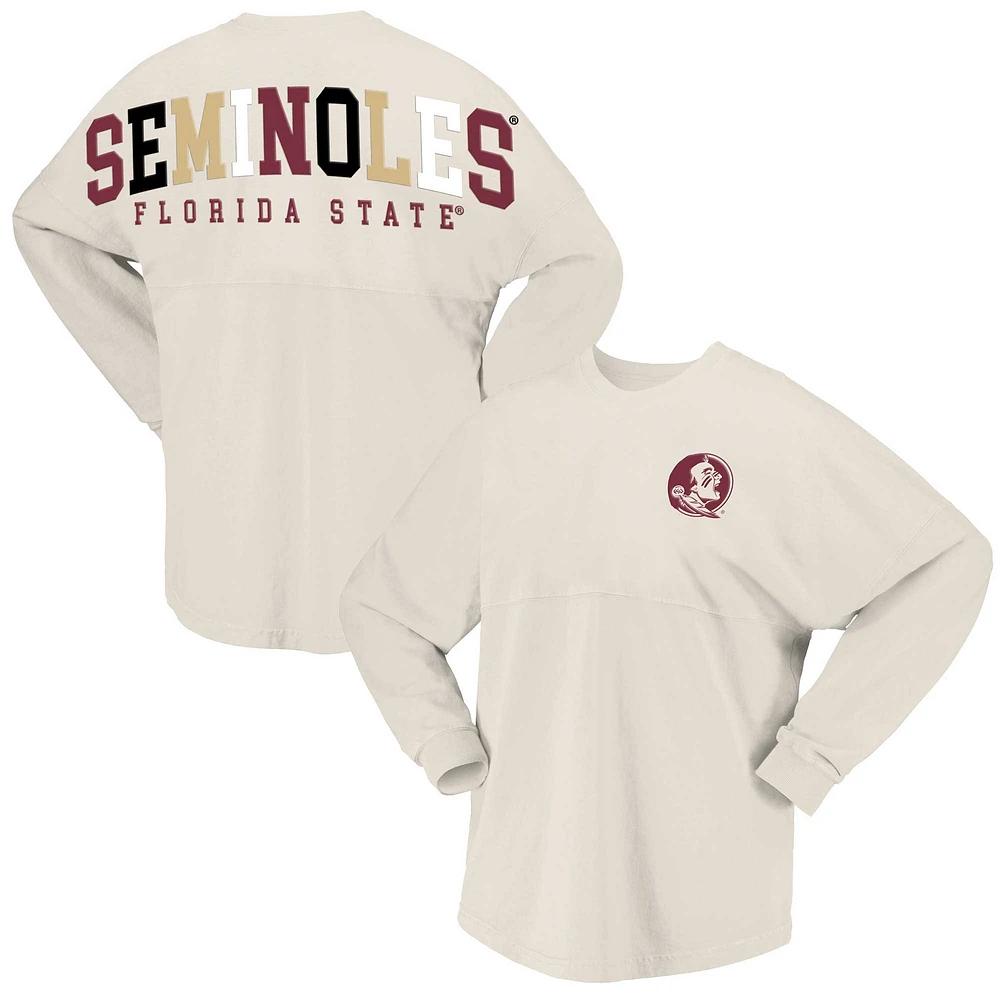 Women's Spirit Jersey Tan Florida State Seminoles Rainbow Arch Long Sleeve T-Shirt