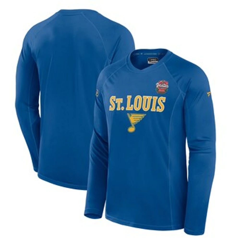 Men's Fanatics  Blue St. Louis Blues 2025 NHL Winter Classic Authentic Pro Tech Long Sleeve T-Shirt