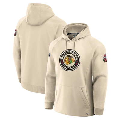 Men's Fanatics  Natural Chicago Blackhawks 2025 NHL Winter Classic Authentic Pro Fleece Pullover Hoodie