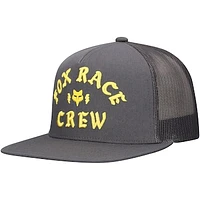 Men's Fox Graphite Fox Racing Race Crew Trucker Snapback Hat