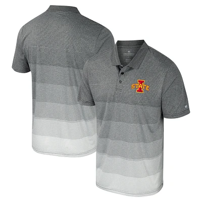 Men's Colosseum Gray Iowa State Cyclones Striped Mesh Polo