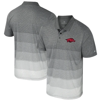 Men's Colosseum Gray Arkansas Razorbacks Striped Mesh Polo