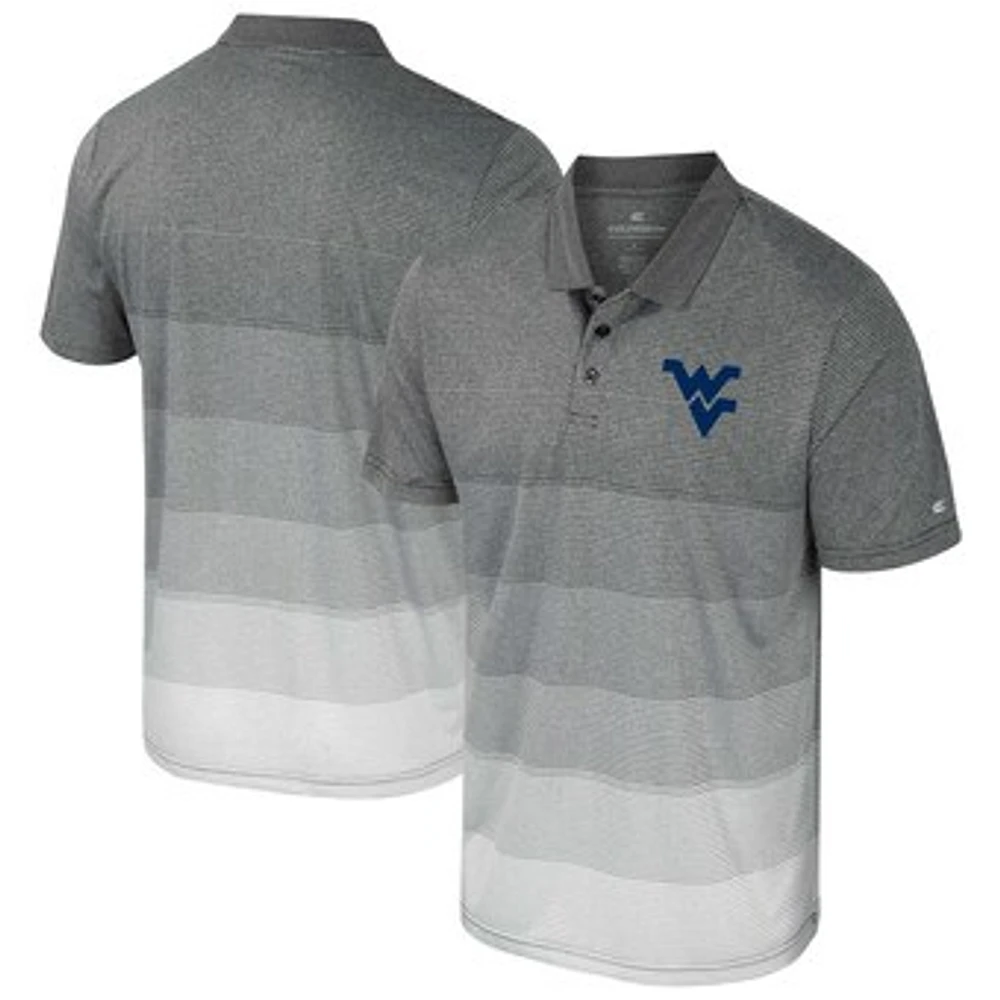 Men's Colosseum Gray West Virginia Mountaineers Striped Mesh Polo